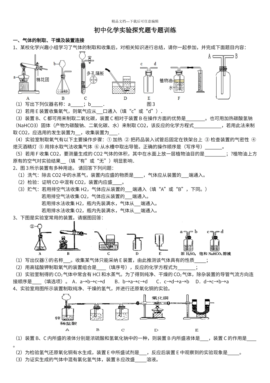 初中化学实验探究题专题训练_第1页