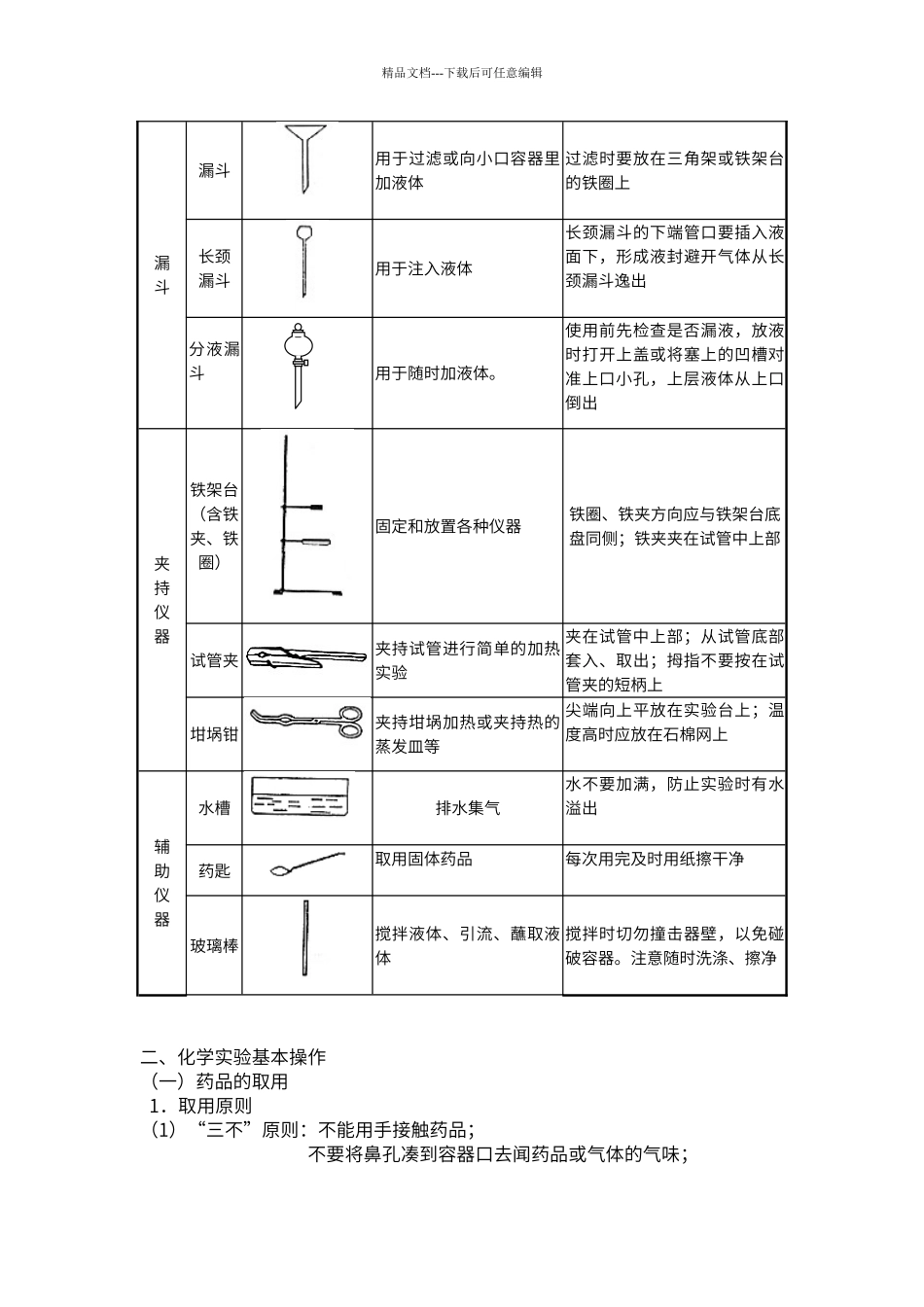 初中化学实验常用仪器和基本操作_第3页