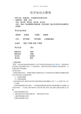 初中化学微量元素。材料。化肥知识点小结
