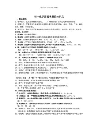 初中化学需要掌握的知识点