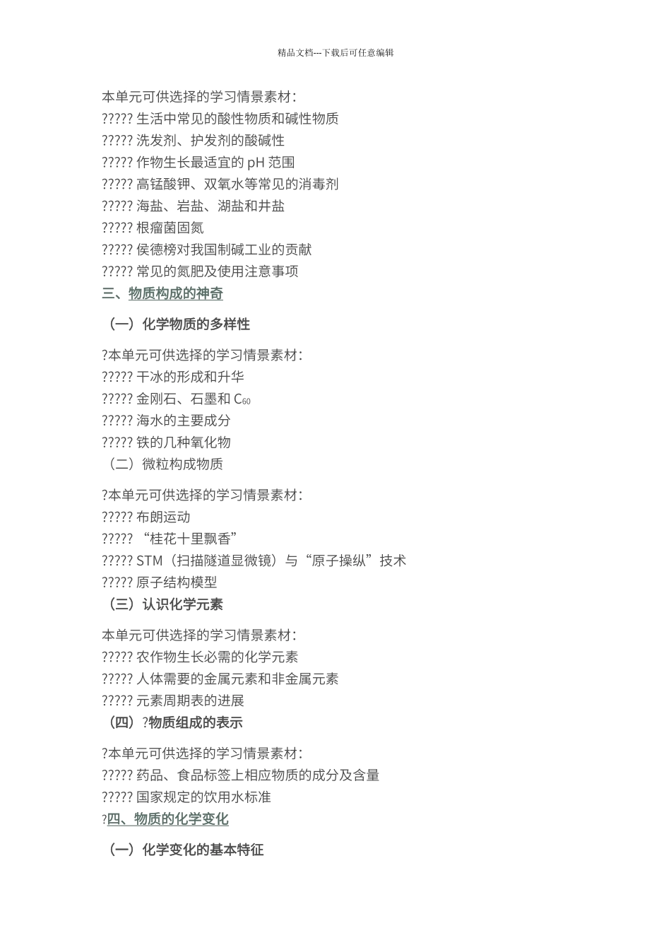初中化学课程标准里的73个情景素材_第2页