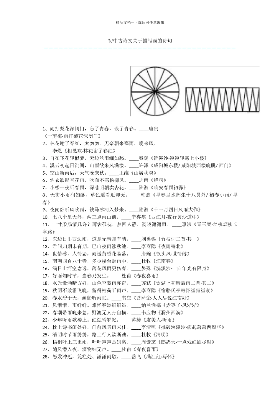 初中古诗文关于描写雨的诗句_第1页