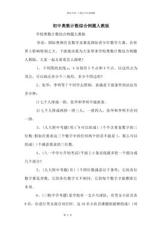 初中奥数计数综合例题人教版