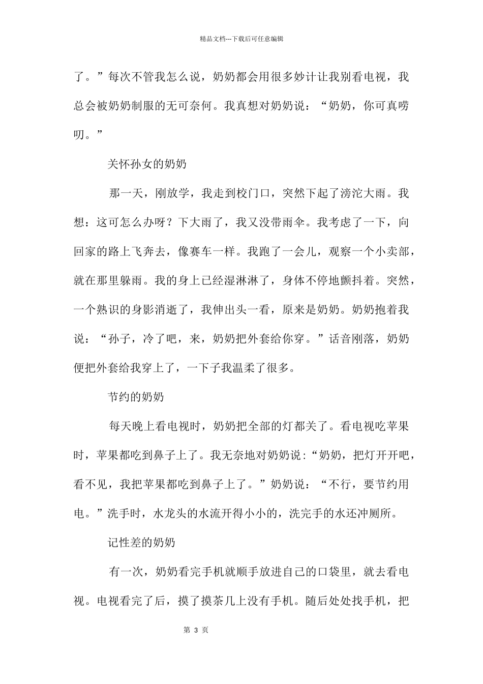 初中我的奶奶作文4篇_第3页