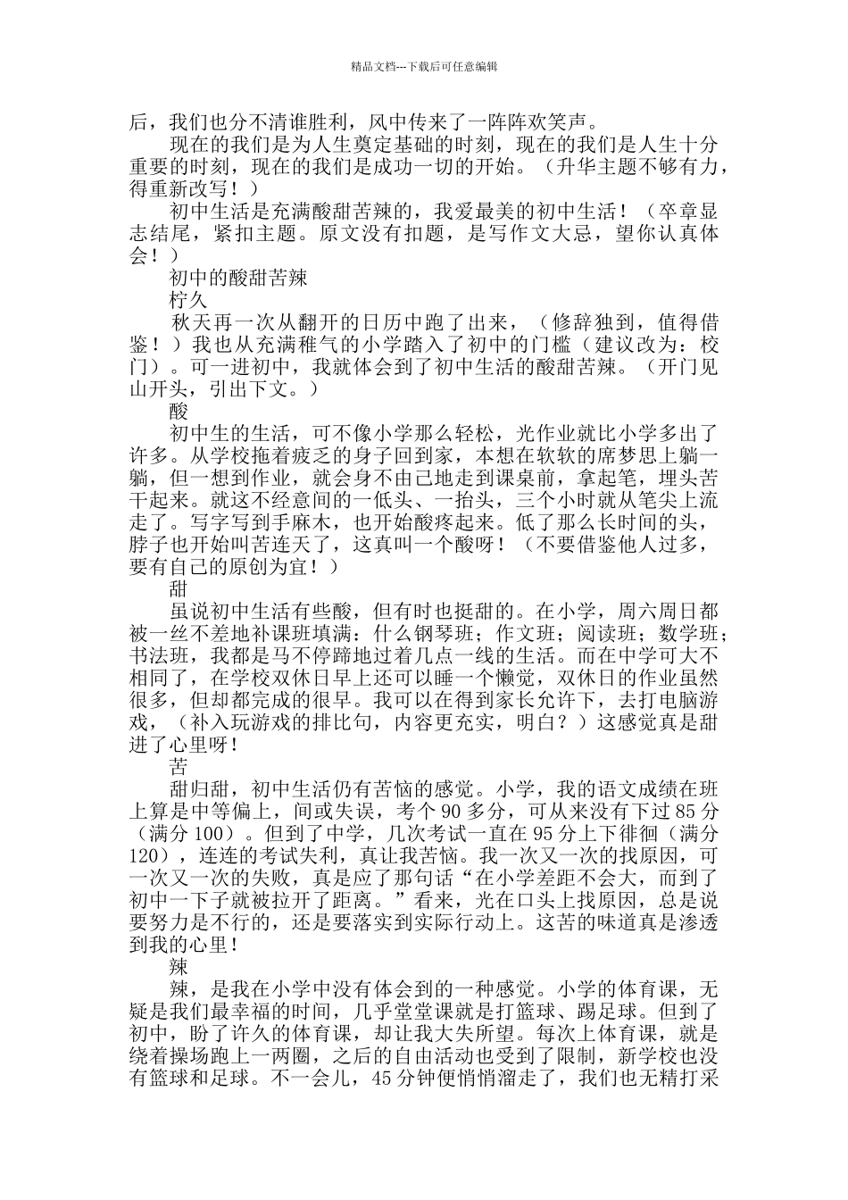 初中生活的酸甜苦辣_第2页