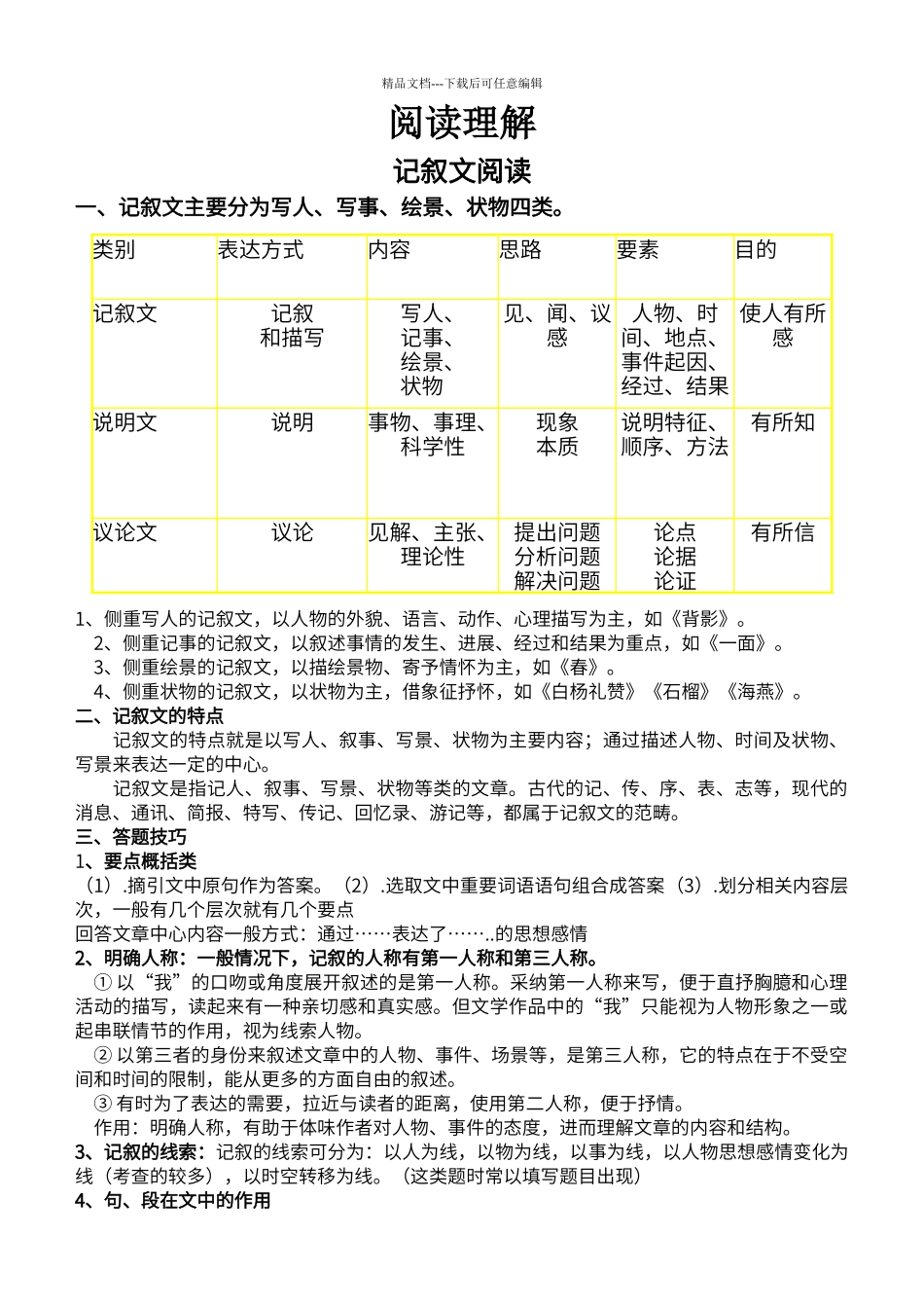 初中记叙文阅读_第1页