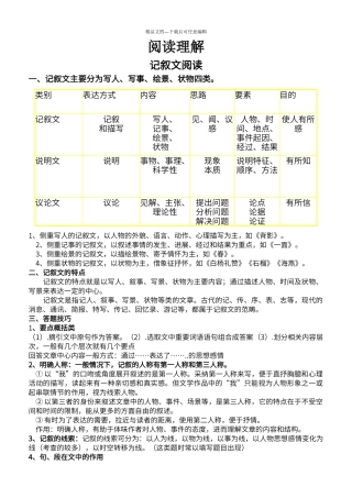 初中记叙文阅读