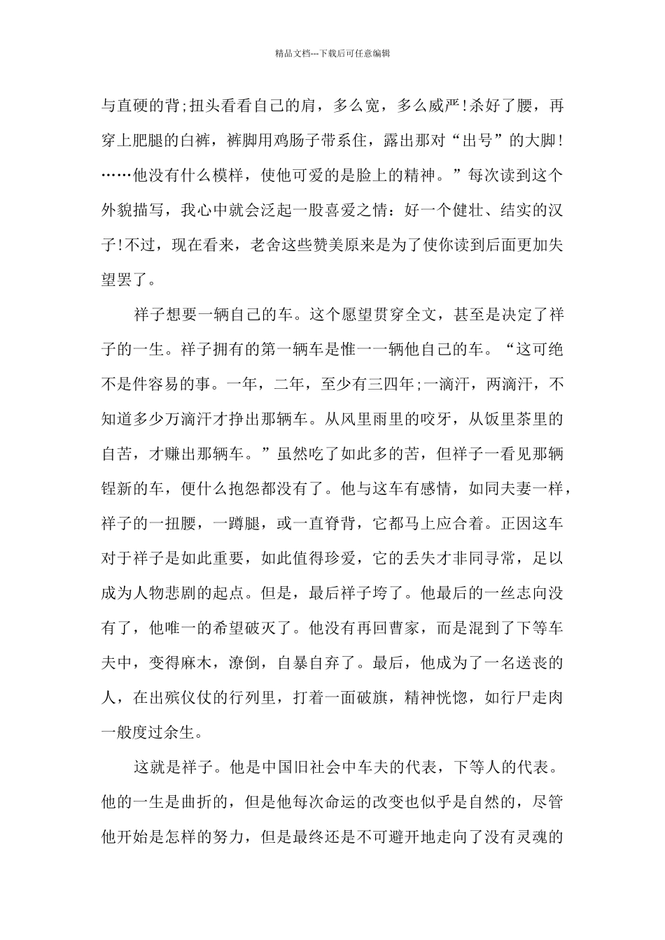 初中骆驼祥子读后感_第3页