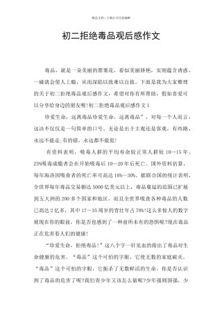 初二拒绝毒品观后感作文