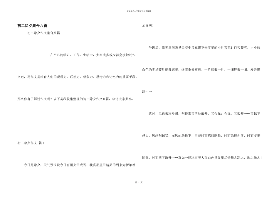 初二除夕集合八篇_第1页