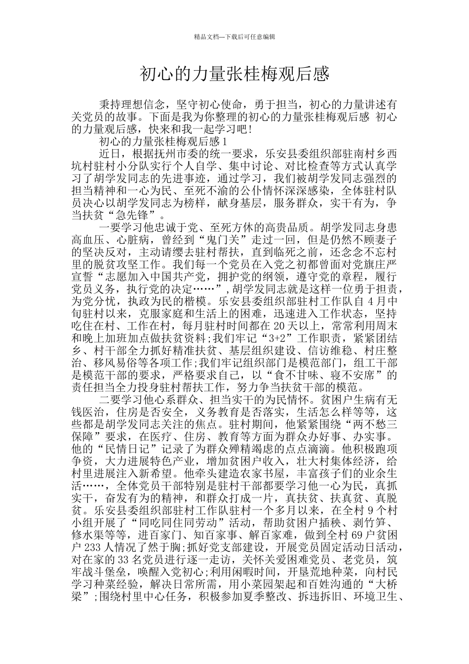 初心的力量张桂梅观后感_第1页