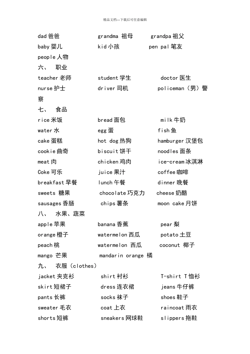 到六年级英语单词分类表_第2页