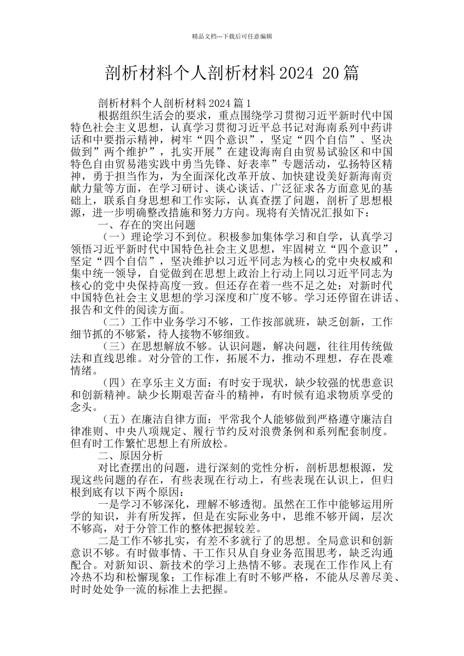 剖析材料个人剖析材料2024_第1页