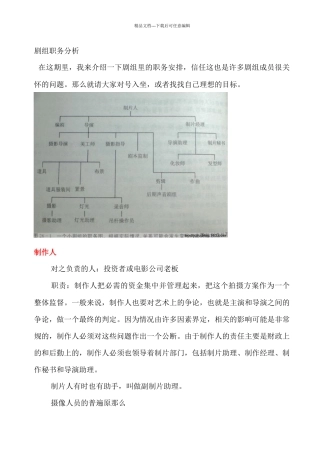 剧组职务分析