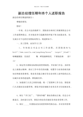 副总经理任期年终个人述职报告