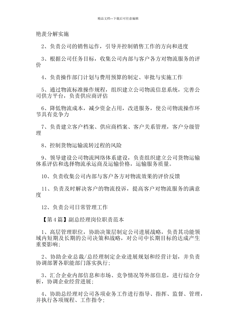 副总经理岗位职责范本_第2页