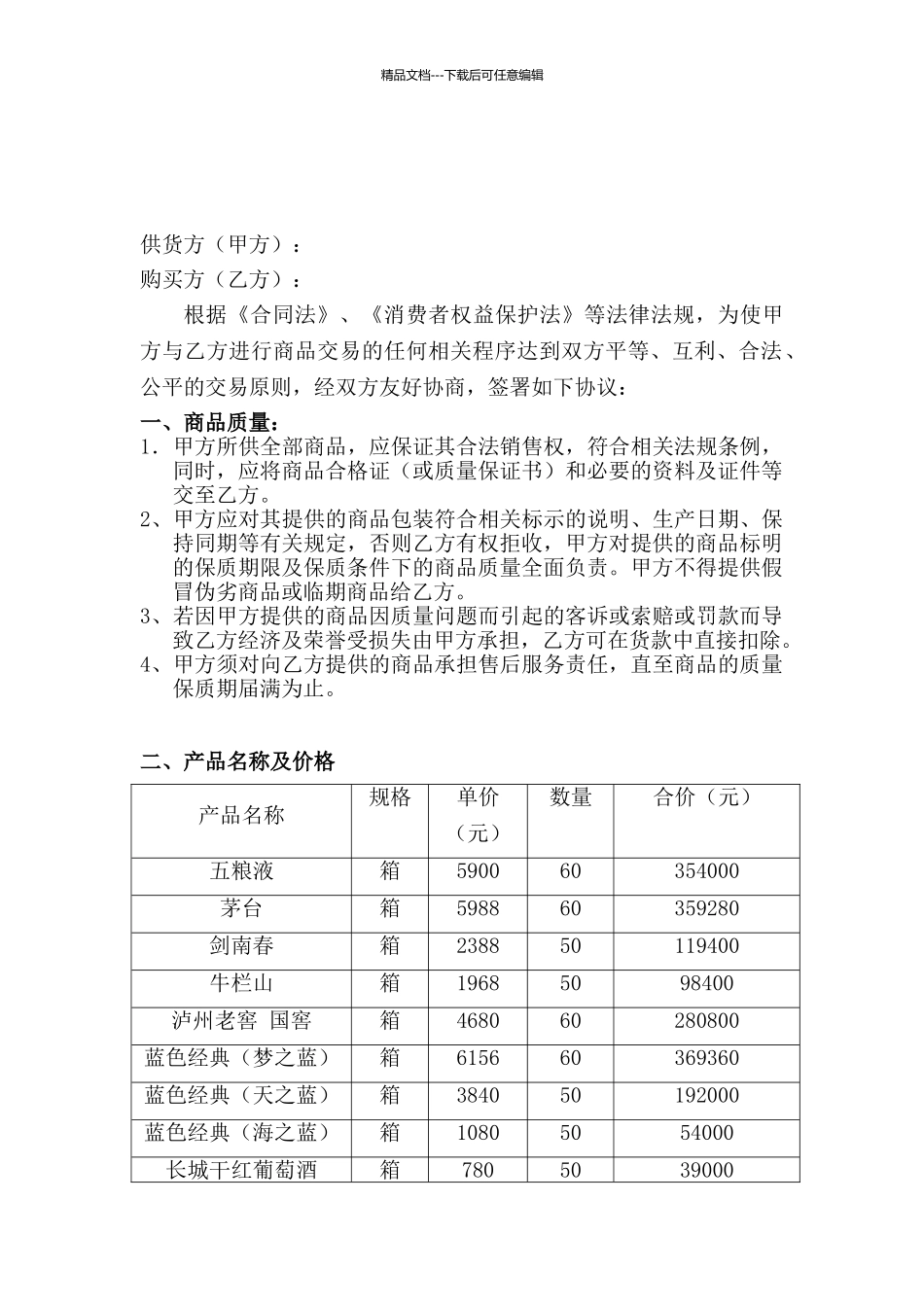 副食品购销合同_第1页