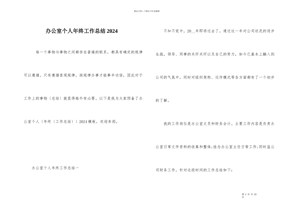 办公室个人年终工作总结2024_第1页