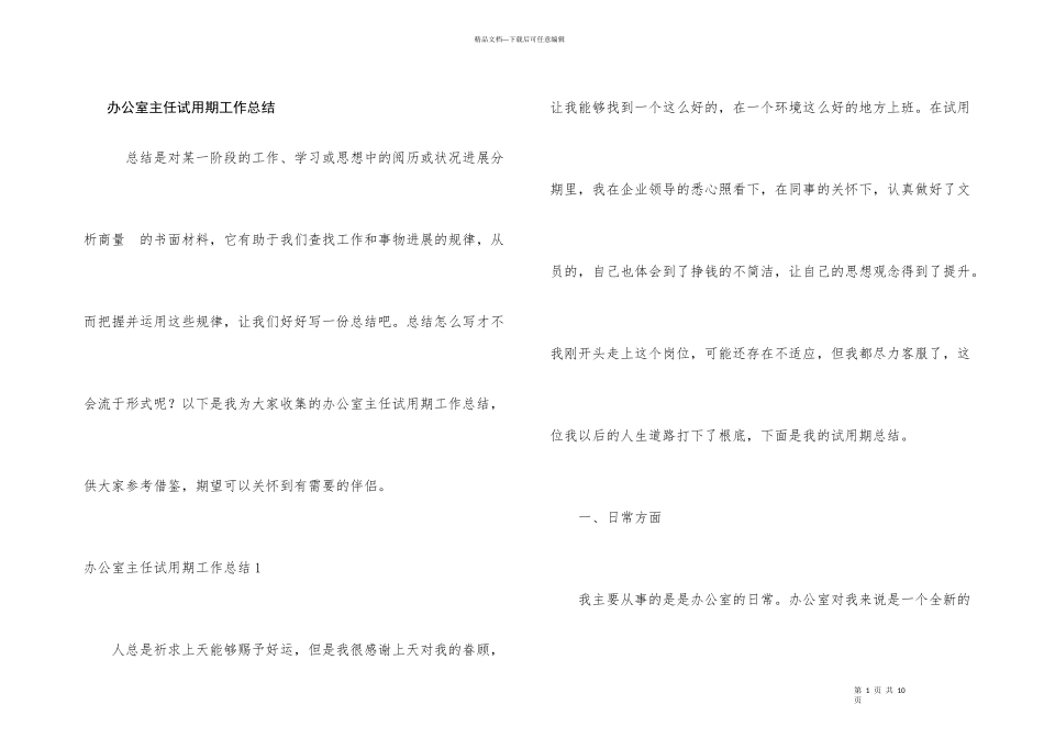 办公室主任试用期工作总结_第1页