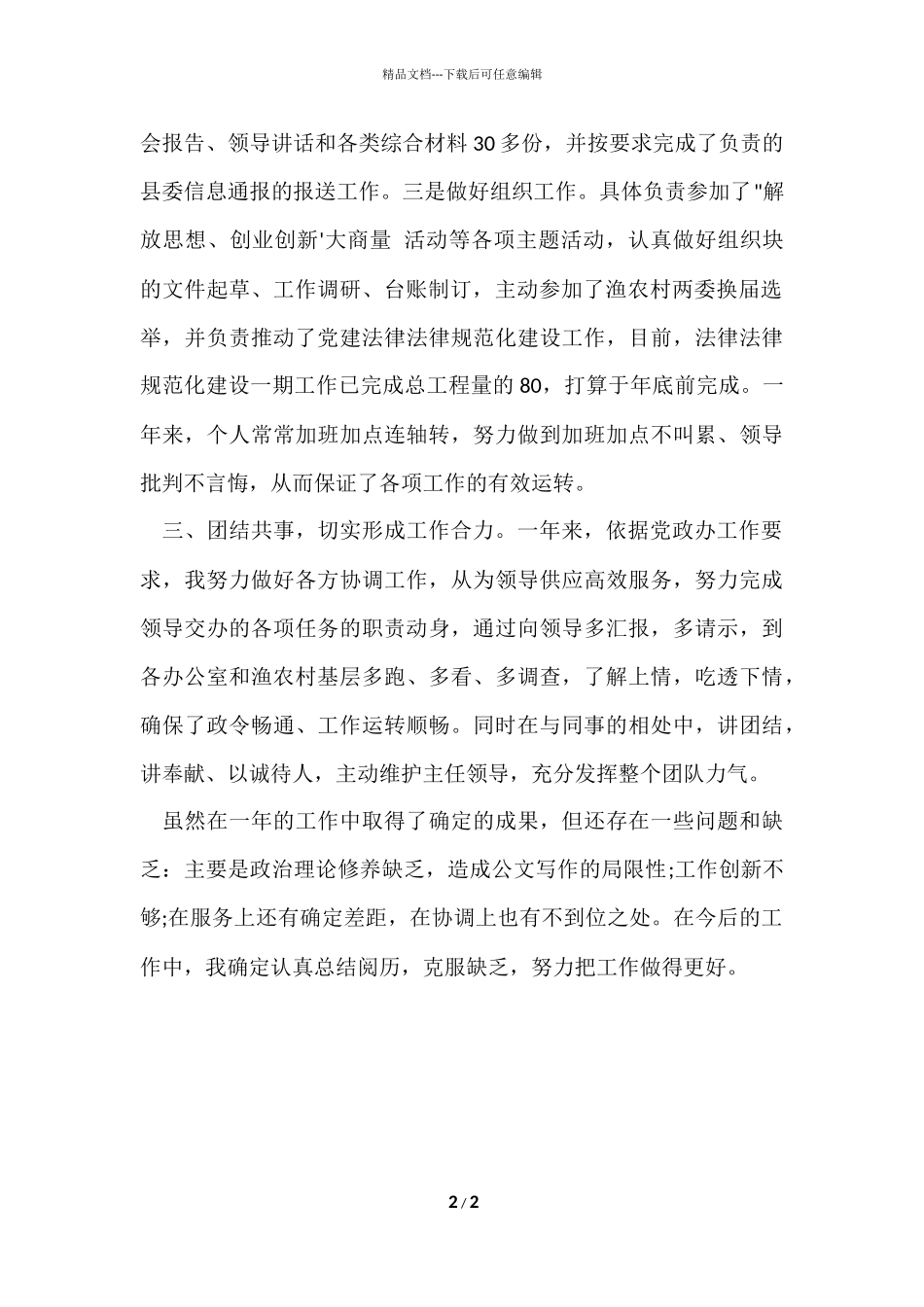 办公室副主任工作总结_第2页