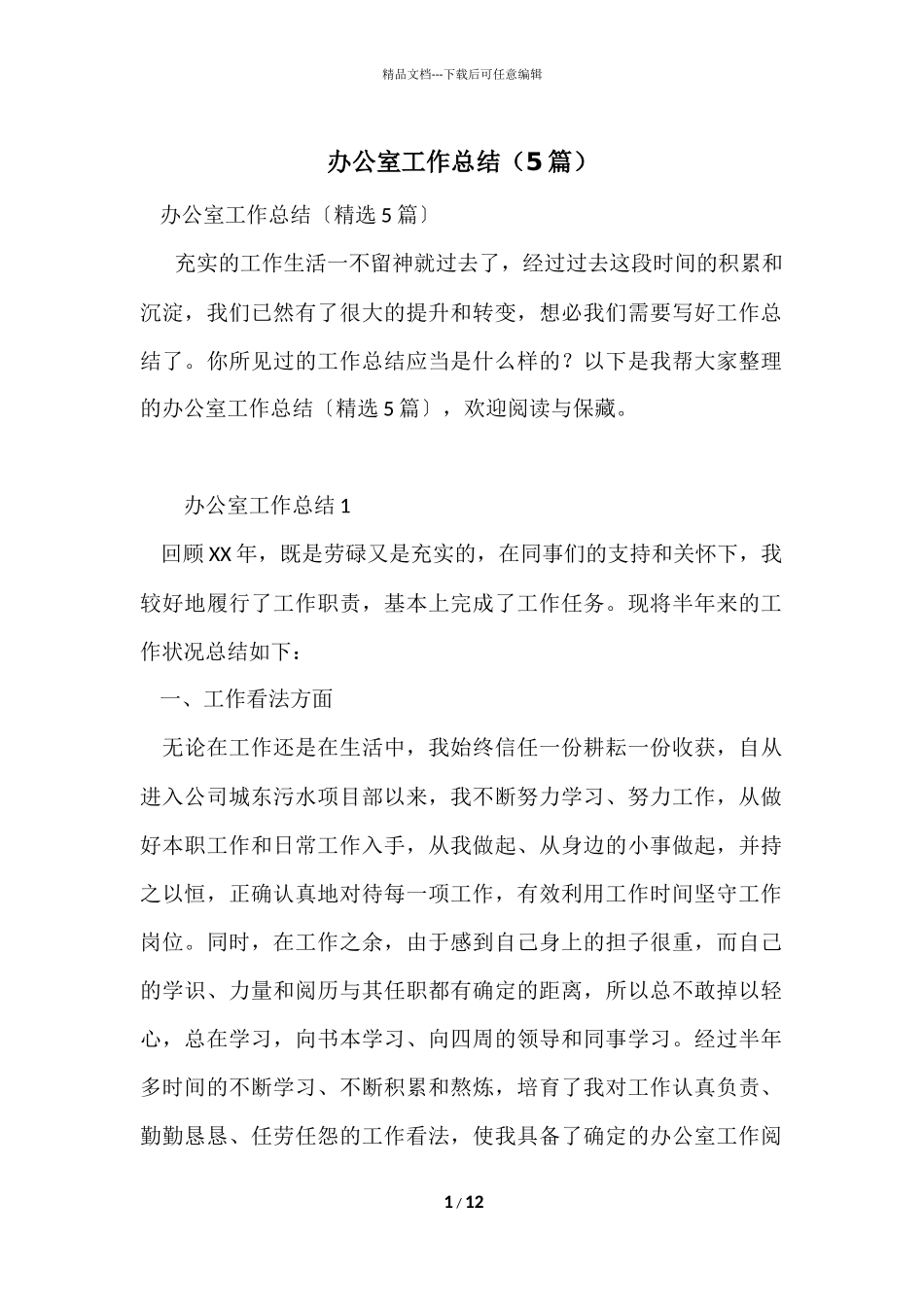 办公室工作总结_第1页