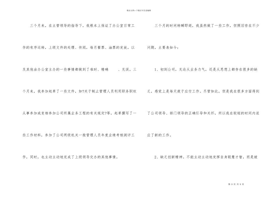 办公室行政试用期工作总结_第3页