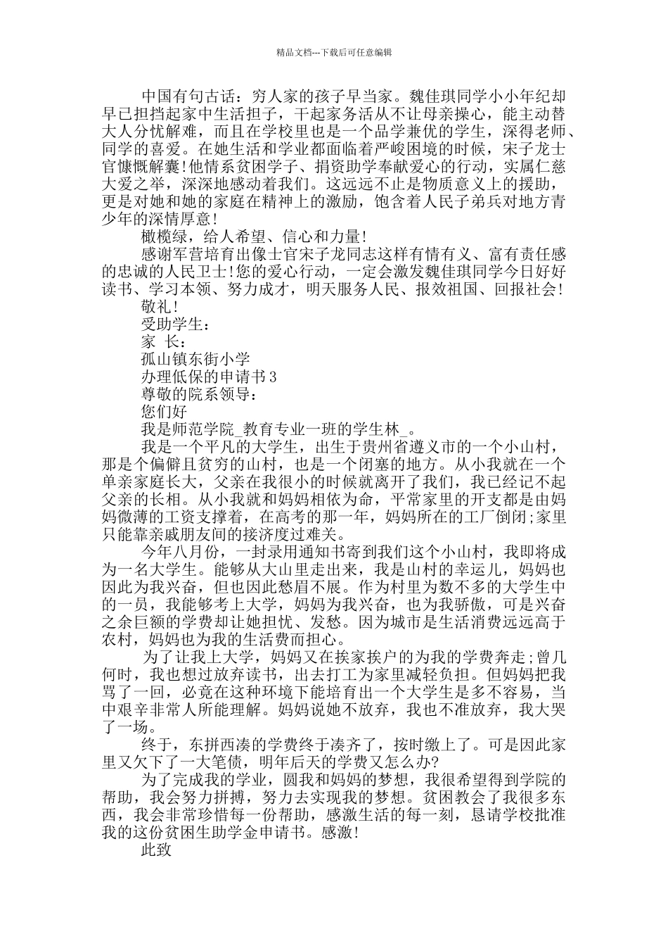 办理低保的申请书_第2页