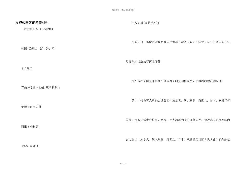 办理韩国签证所需材料_第1页