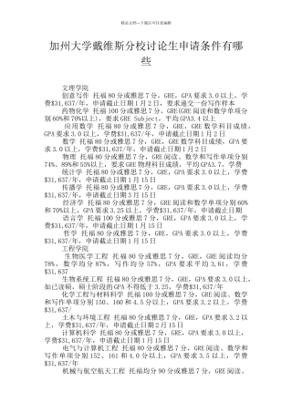 加州大学戴维斯分校研究生申请条件有哪些