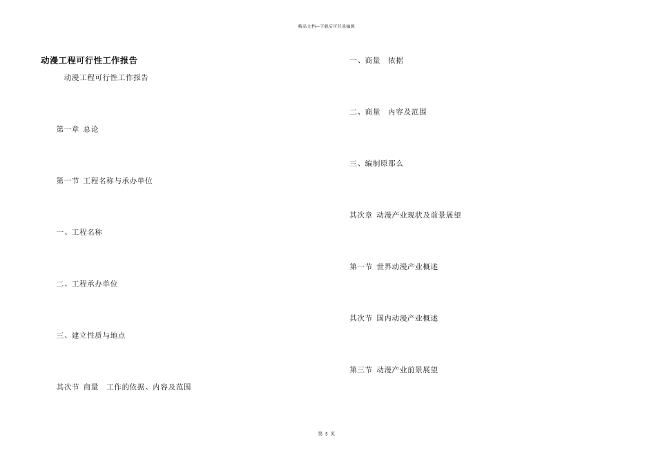 动漫项目可行性工作报告_第1页