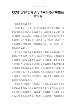 助力扫黑除恶专项行动观后感实用性范文5篇