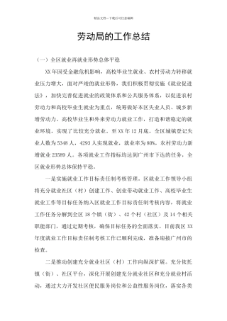 劳动局的工作总结