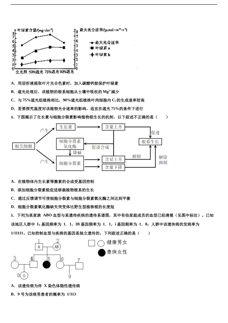 北京人民大学附中高三第五次模拟考试生物试卷含解析_第2页