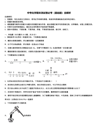 北京市首都师范大附属中学中考化学仿真试卷含解析