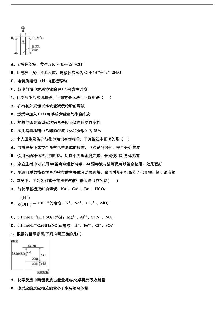 北京师大第二附中高三第一次模拟考试化学试卷含解析_第2页