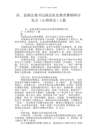 区、县政法委书记政法队伍教育整顿研讨发言2篇
