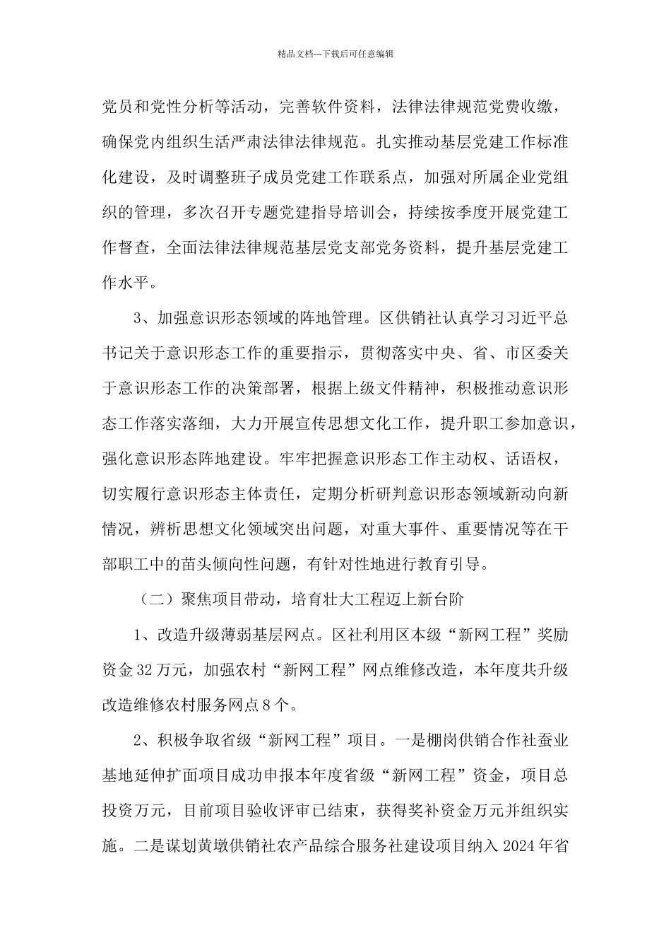 区供销社2024年工作总结暨2024年重点工作谋划_第3页