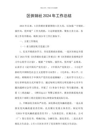 区供销社2024年工作总结