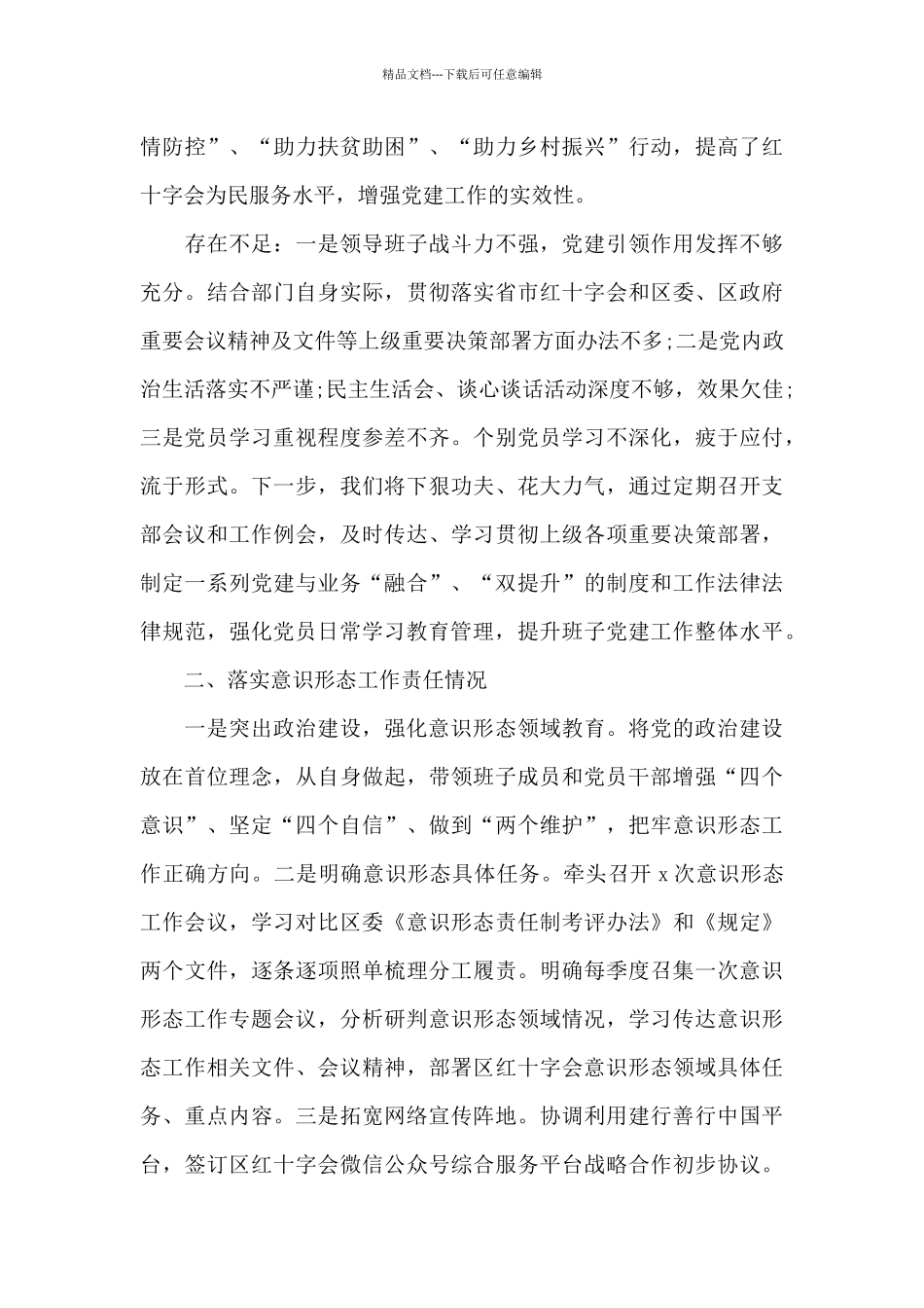 区红十字会党支部书记履行全面从严治党主体责任情况述职报告_第2页