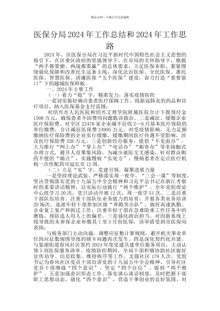 医保分局2024年工作总结和2024年工作思路