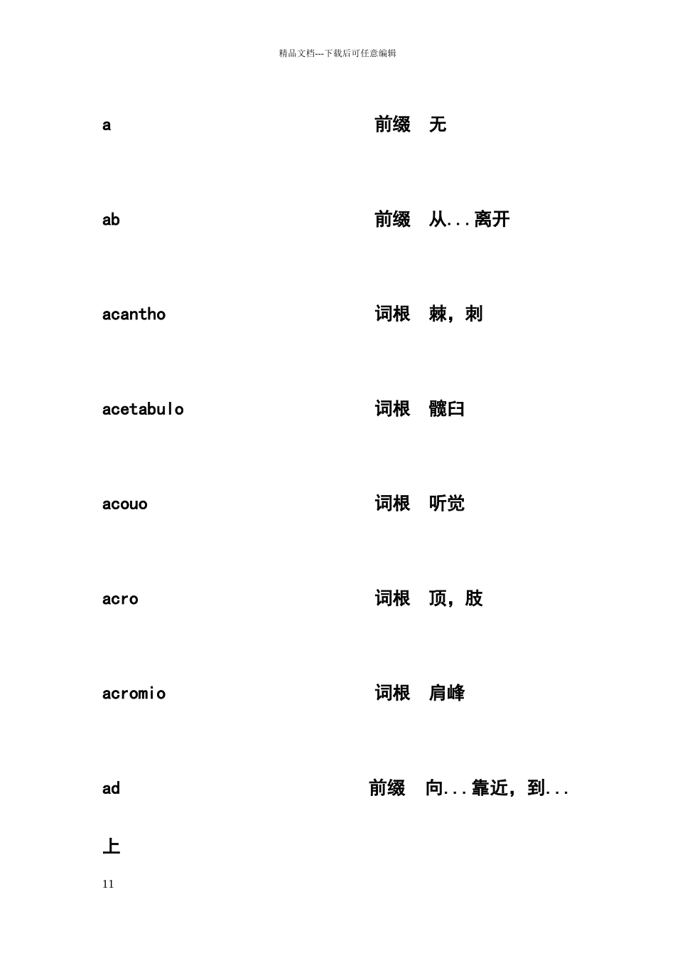 医学英语词根、前后缀_第1页