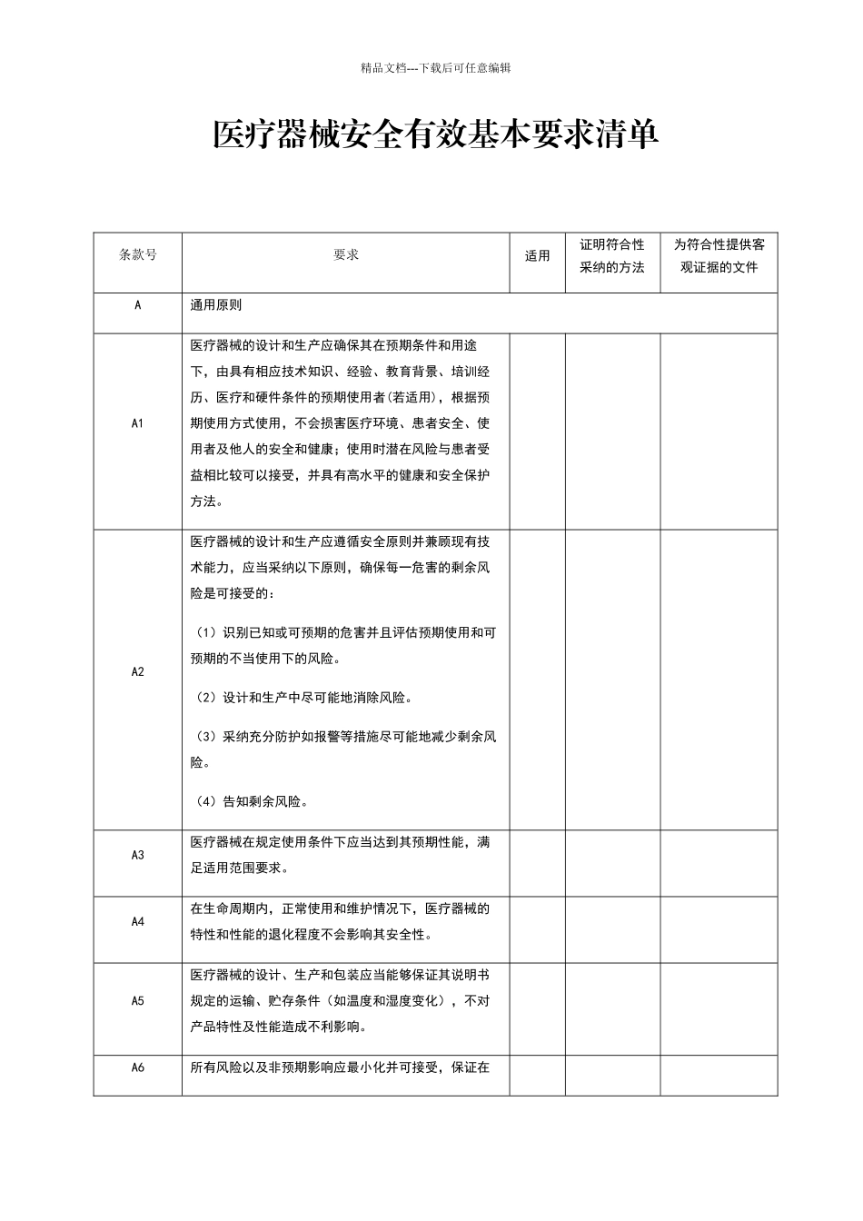 医疗器械安全有效基本要求清单_第1页