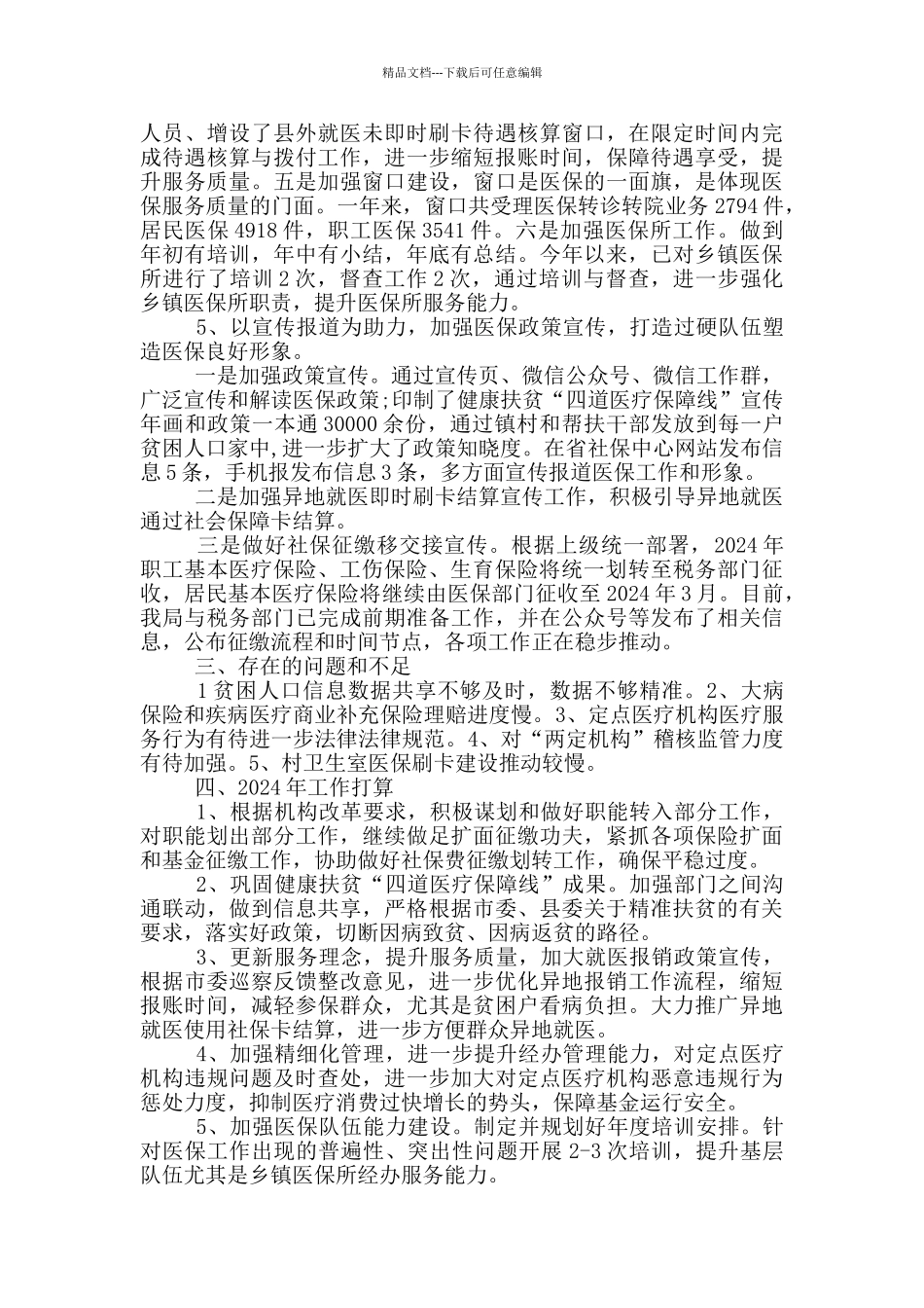 医疗保障局工作总结范文2024最新_第3页