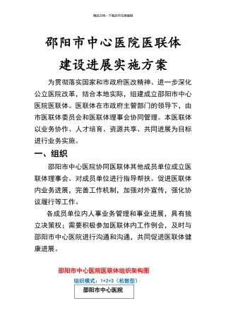 医联体建设实施发展方案