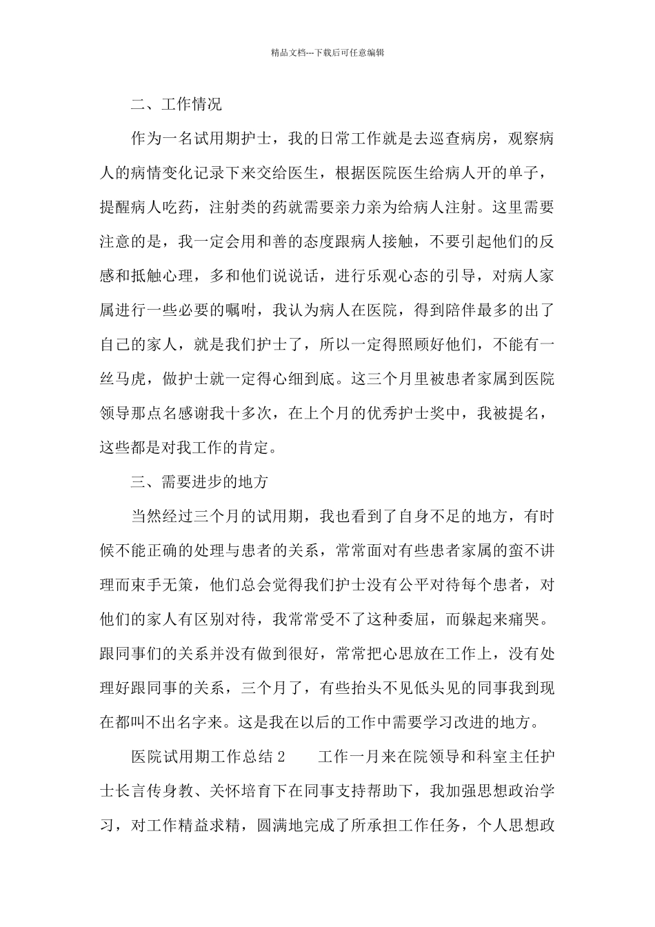 医院试用期工作总结范文_第2页