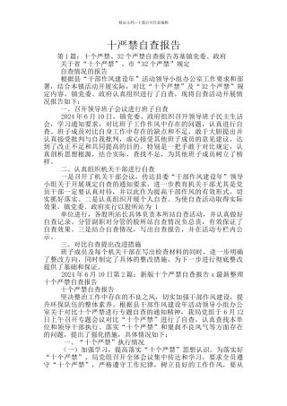 十严禁自查报告