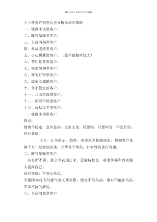 十三种客户类型分析