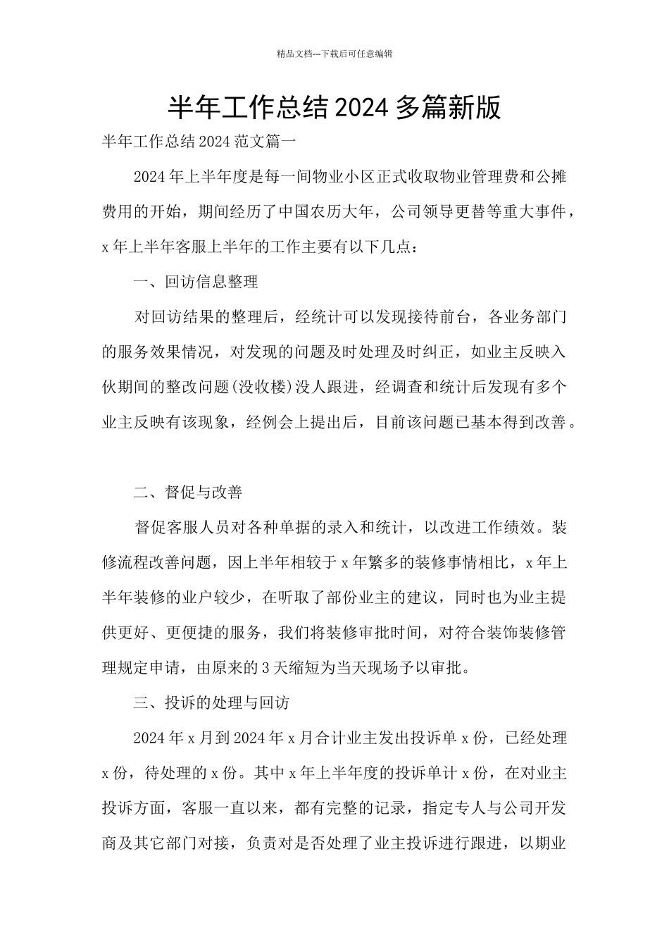 半年工作总结2024多篇新版_第1页