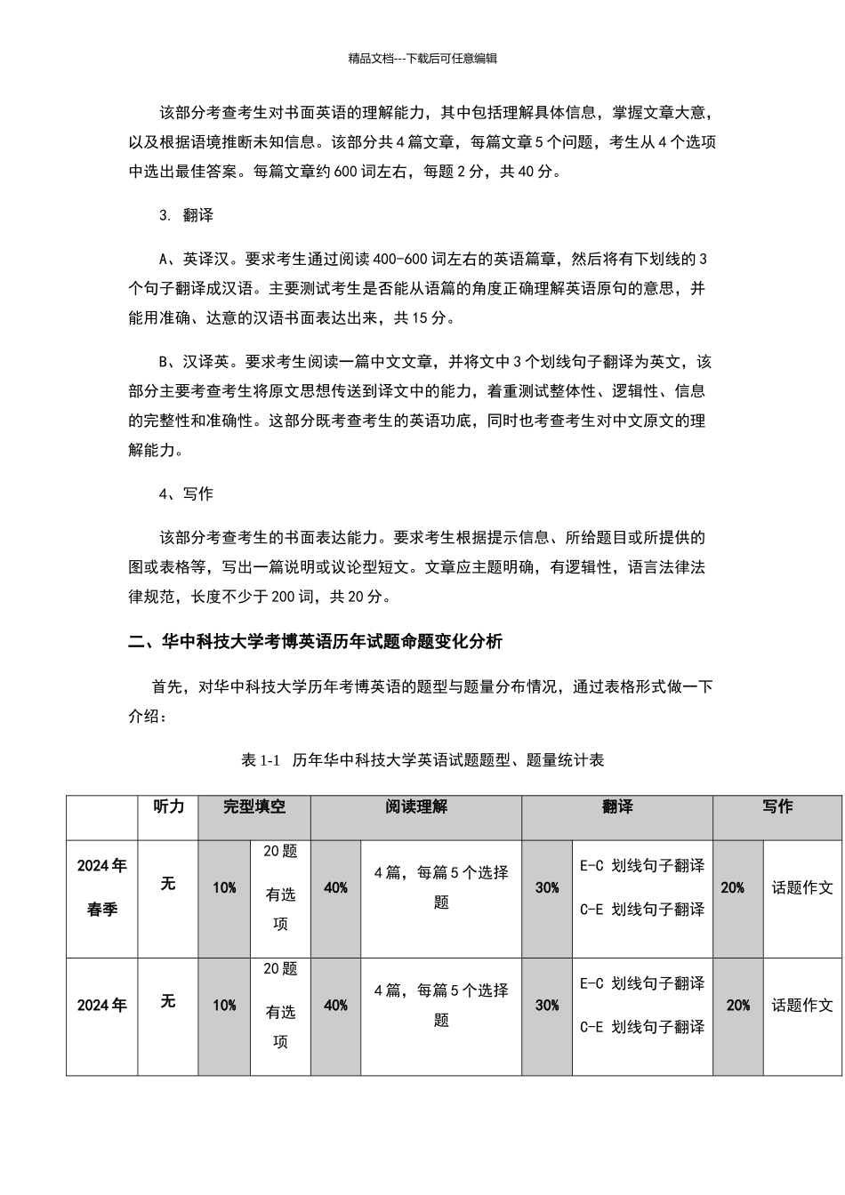 华中科技大学考博英语历年试题题型题量综合分析_第3页