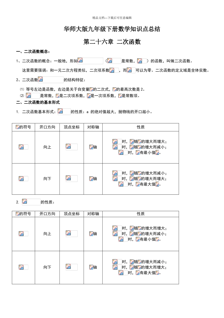 华师大版九年级下册数学知识点总结_第1页